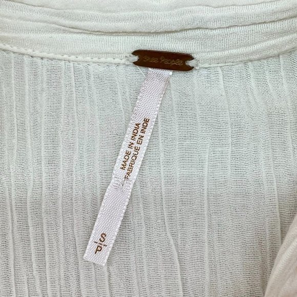 Free people Lantern Sleeve Ivory Lace Trim Blouse  S - Picture 4 of 7